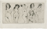 Artist: WALKER, Murray | Title: Six studies of the life model. | Date: 1965 | Technique: drypoint, printed in black ink, from one plate