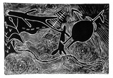 Artist: b'Warapiri.' | Title: b'Spirits of home' | Date: 1986 | Technique: b'linocut, printed in black ink, from one block'