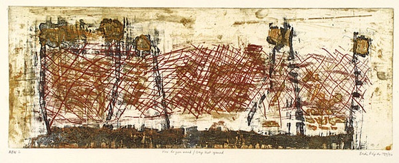 Artist: b'Pieper, Brian.' | Title: b'How do you mend/ Gap that opened' | Date: 1989-1990 | Technique: b'etching, printed in five colours, from five plates' | Copyright: b'\xc2\xa9 Brian Pieper'