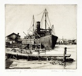 Artist: b'Glover, Allan.' | Title: b'Unloading.' | Date: 1927 | Technique: b'etching, printed in brown ink, from one plate'