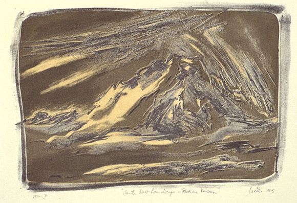 Artist: b'Trenfield, Wells.' | Title: b'South west landscape' | Date: 1985 | Technique: b'lithograph, printed in colour, from multiple stones'