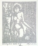 Artist: Taylor, John H. | Title: Standing nude | Date: 1975 | Technique: linocut, printed in grey ink, from one block