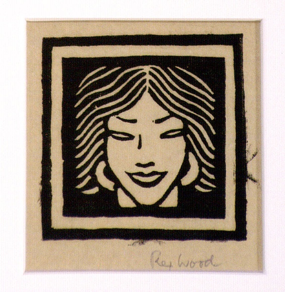 Artist: b'Wood, Rex.' | Title: b'(Laughing woman)' | Date: c.1934 | Technique: b'linocut, printed in black ink, from one block'