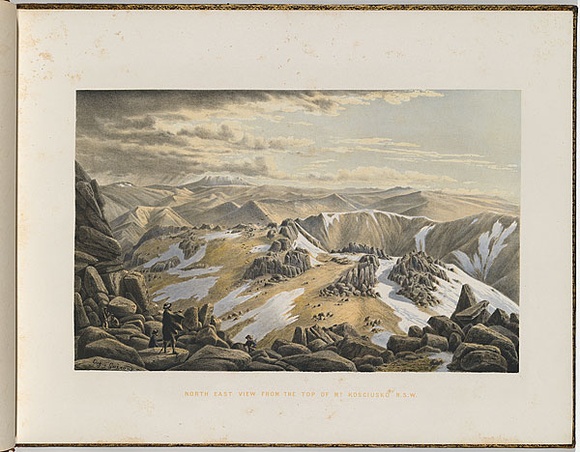 Artist: b'von Gu\xc3\xa9rard, Eugene' | Title: b'North east view from the top of Mount Kosciuszko, New South Wales.' | Date: (1866 - 68) | Technique: b'lithograph, printed in colour, from multiple stones'