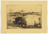 Artist: LONG, Sydney | Title: The harbour from Blues Point | Date: 1928, after | Technique: line-etching, printed in dark from one plate | Copyright: Reproduced with the kind permission of the Ophthalmic Research Institute of Australia