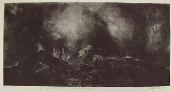 Artist: b'Chancellor, Lainie.' | Title: b'Peace being blown apart around the world again and again and again...' | Date: 1988 | Technique: b'etching, printed in black ink, from one plate'