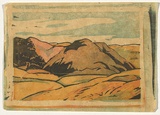 Artist: b'Bell, George..' | Title: b'(Hills).' | Technique: b'linocut, printed in black ink, from one block'
