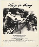 Artist: b'Megalo International Screenprinting Collective.' | Title: b'Voices for Harmony - Bitumen River Gallery' | Date: 1983 | Technique: b'screenprint, printed in black ink, from one stencil'