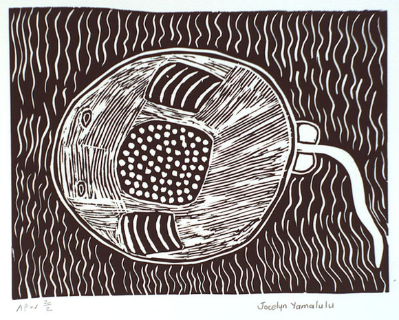 Artist: b'Yamalulu, Jocelyn.' | Title: b'not titled [sting ray]' | Date: 2000, March | Technique: b'linocut, printed in black ink, from one block'