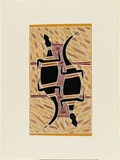 Artist: b'Marika, Banduk.' | Title: b'Djanda and the sacred waterhole' | Date: 1984 | Technique: b'linocut, printed in colour by, from two reductive blocks'