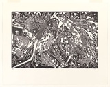 Artist: b'Hayward Pooaraar, Bevan.' | Title: b'Ancestral Guardian Spirits.' | Date: 1988 | Technique: b'linocut, printed in black ink, from one block'