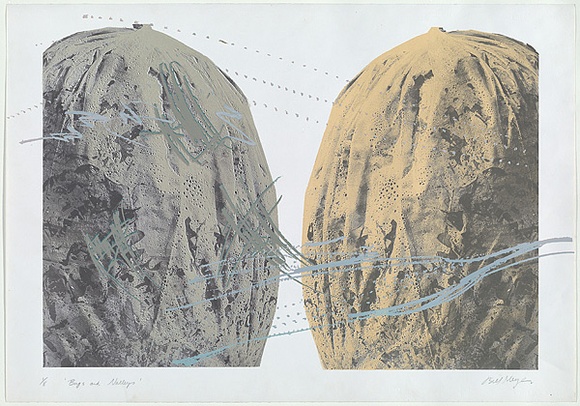 Artist: b'MEYER, Bill' | Title: b'Bags and valleys' | Date: 1986 | Technique: b'photo-screenprint, printed in colour, from five stencils' | Copyright: b'\xc2\xa9 Bill Meyer'
