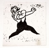 Artist: b'Barwell, Geoff.' | Title: b'(The last bareknuckle fighter).' | Date: (1955) | Technique: b'linocut, printed in black ink, from one block'