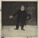 Artist: WILLIAMS, Fred | Title: An actor on stage. | Date: 1955-56 | Technique: etching, aquatint and engraving, printed in black ink, from one copper plate; additions in ink | Copyright: © Fred Williams Estate