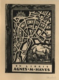 Artist: FEINT, Adrian | Title: Bookplate: Agnes M. Hayes. | Date: (1936) | Technique: wood-engraving, printed in black ink, from one block | Copyright: Courtesy the Estate of Adrian Feint