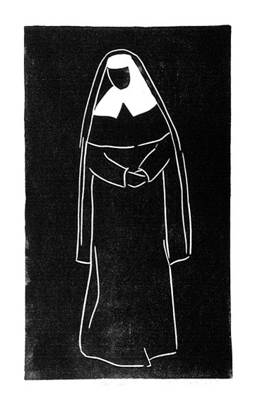 Artist: b'Buckley, Sue.' | Title: b'Little nun.' | Date: 1960 | Technique: b'linocut, printed in black ink, from one block' | Copyright: b'This work appears on screen courtesy of Sue Buckley and her sister Jean Hanrahan'