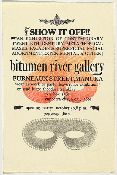 Artist: b'Tremblay, Theo.' | Title: b'Show it off' | Date: 1982 | Technique: b'letterpress and lithograph, printed in colour, from one plate and one stone'