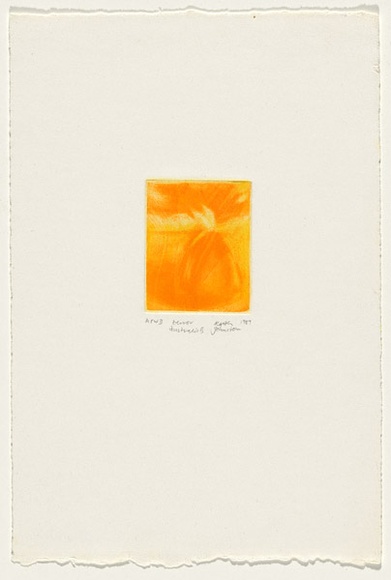 Artist: b'Johnstone, Ruth.' | Title: b'Terror Australis II' | Date: 1989 | Technique: b'etching, printed in yellow ink, from one plate'