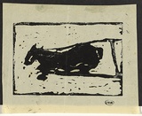 Artist: b'WILLIAMS, Fred' | Title: b'Carthorse, Chelsea' | Date: c.1954 | Technique: b'linocut, printed in black ink, from one block' | Copyright: b'\xc2\xa9 Fred Williams Estate'