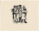 Title: Journeyman and apprentices | Date: 1965 | Technique: linocut, printed in black ink, from one block