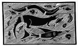 Artist: b'Marika, Banduk.' | Title: b'Baru, Marna ga buthurumirri barpi' | Date: 1986 | Technique: b'linocut, printed in black ink, from one block'