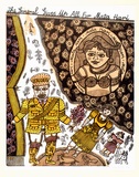 Artist: b'HANRAHAN, Barbara' | Title: b'The General gives up all for Mata Hari' | Date: 1976 | Technique: b'lithograph, printed in colour, from four plates'