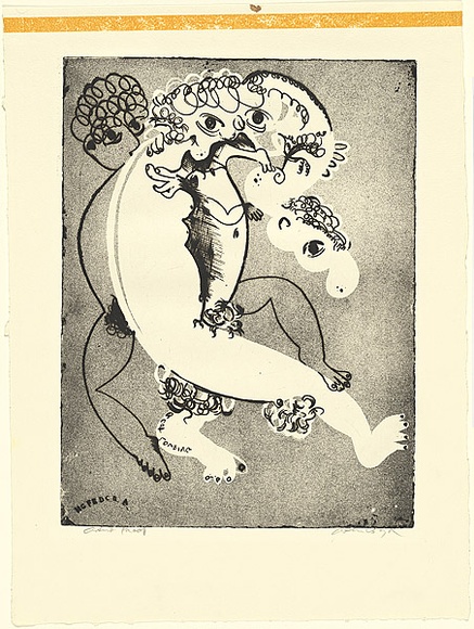 Artist: b'BOYD, Arthur' | Title: b'White figure over dark.' | Date: (1968-69) | Technique: b'etching and aquatint, printed in black ink, from one plate' | Copyright: b'Reproduced with permission of Bundanon Trust'