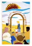 Artist: b'Cook, James.' | Title: b'Postcard: Opportunity, choice, discovery.' | Date: 1989 | Technique: b'lithograph, printed in colour, from process plates'