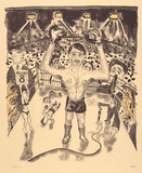 Artist: Hay, Bill. | Title: The boxer | Date: 1989, June - August | Technique: lithograph, printed in black ink, from one stone; hand-coloured