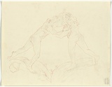 Artist: BOYD, Arthur | Title: Two figures wrestling. | Date: 1960-70 | Technique: transfer drawing | Copyright: Reproduced with permission of Bundanon Trust