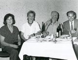 Title: b'Merle Kemp, Ilme Simmul, Murray Walker and John McPhee at the opening of Prints and printmaking: Pre-settlement to present. Canberra: National Gallery of Australia, 18 February 1988.'