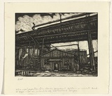 Artist: Gittoes, George. | Title: Our house | Date: 1991 | Technique: etching, printed in black ink, from one plate