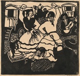 Artist: Ainsworth, Ruth. | Title: Gypsies. | Date: 1927 | Technique: linocut, printed in black ink, from one block