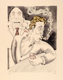 Artist: b'Hay, Bill.' | Title: b'Murray and Loob play up at the Shaker' | Date: 1989, June-August | Technique: b'lithograph, printed in black ink, from one plate; hand-coloured'