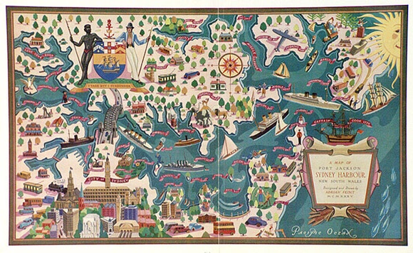 Artist: b'FEINT, Adrian' | Title: b'A map of Sydney Harbour.' | Date: 1927-1935 | Copyright: b'Courtesy the Estate of Adrian Feint'