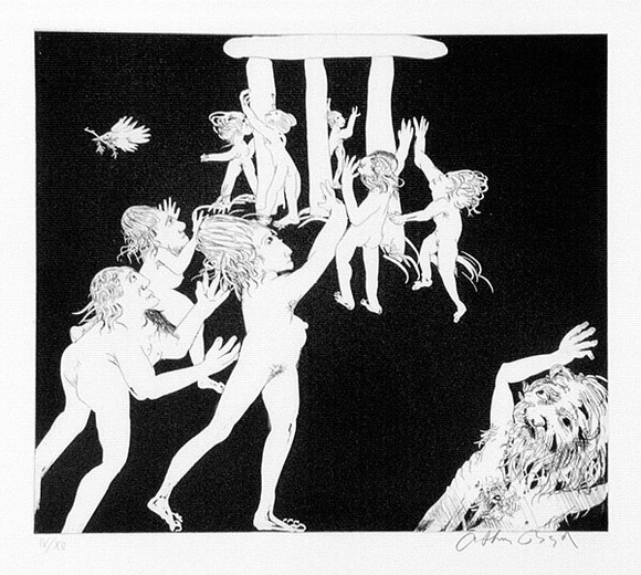 Artist: b'BOYD, Arthur' | Title: b'The women seize the Akropolis.' | Date: 1970 | Technique: b'etching and aquatint, printed in black ink, from one plate'