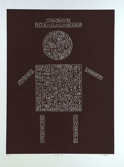 Artist: b'Marshall, John.' | Title: b'Man with hat' | Date: 1999, September | Technique: b'linocut, printed in black ink, from one block'