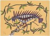 Artist: b'Ako, Jakupa.' | Title: b'not titled [a bird constructs a nest].' | Date: 1983 | Technique: b'screenprint, printed in colour, from multiple stencils'