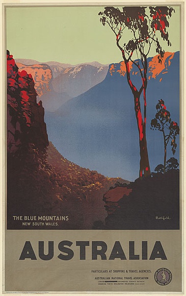 Artist: b'Northfield, James.' | Title: b'Australia. The Blue Mountains, New South Wales' | Date: 1936 | Technique: b'lithograph, printed in colour, from multiple stones' | Copyright: b'\xc2\xa9 James Northfield Heritage Art Trust'