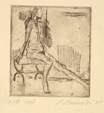 Artist: b'Birmingham, Richard.' | Title: b'not titled [seated figure]' | Date: 1987 | Technique: b'etching, printed in black ink, from one plate'