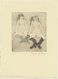 Artist: WALKER, Murray | Title: The two grinning Cleopatras | Date: 1973 | Technique: etching, printed in black ink, from one plate