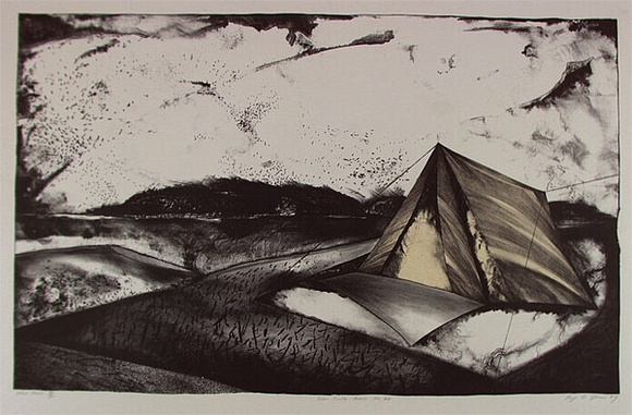 Artist: b'Green, Kaye.' | Title: b'Birds ignite across the air' | Date: 1987 | Technique: b'lithograph, printed in black ink, from one stone'