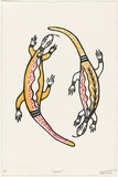 Artist: b'Clarmont, Sammy.' | Title: b'Goannas' | Date: 1997 | Technique: b'screenprint, printed in colour, from multiple stencils'