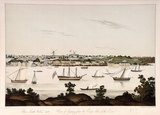 Title: b'New South Wales. View of Sydney from the east side of the cove.' | Date: 1810 | Technique: b'lithograph'