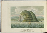 Artist: LYCETT, Joseph | Title: Cape Pillar, near the entrance of the River Derwent, Van Diemen's Land. | Date: 1824 | Technique: etching and aquatint, printed in black ink, from one copper plate; hand-coloured