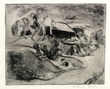 Artist: b'Brash, Barbara.' | Title: b'(House by the road).' | Date: 1950s | Technique: b'etching, printed in black ink with plate-tone, from one plate'