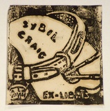 Artist: b'Craig, Sybil.' | Title: b'Bookplate: Sybil Craig (tail wagger).' | Technique: b'linocut, printed in black ink, from one block'