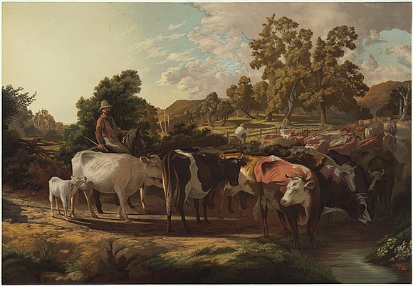 Title: b'The last of the drove 1878.' | Date: 1880 | Technique: b'lithograph, printed in colour, from multiple stones; varnished highlights'