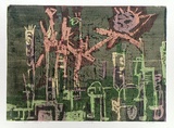 Artist: b'WICKS, Arthur' | Title: b'Cityscape' | Date: 1966 | Technique: b'screenprint, printed in colour, from multiple stencils'