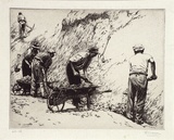 Artist: b'Warner, Alfred Edward.' | Title: b'Road makers' | Date: 1935 | Technique: b'etching, printed in brown ink with plate-tone, from one plate'